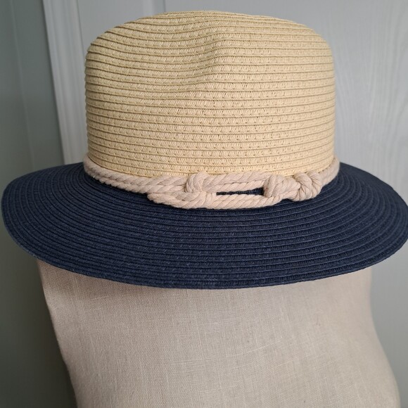 Blue and Straw Nautical Rope Hat main image 4
